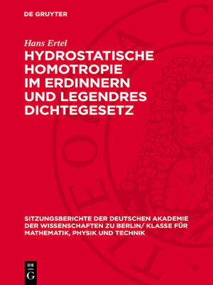 cover image of Hydrostatische Homotropie im Erdinnern und Legendres Dichtegesetz